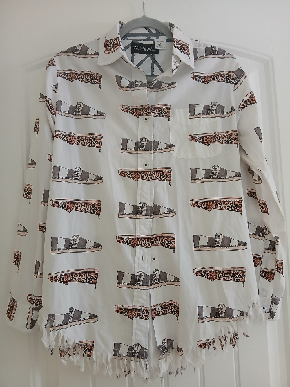 Vintage 90's Talk Of The Walk Button Up Shoe Print Fringe